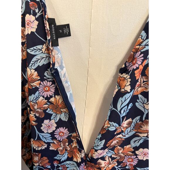 HALOGEN Sheath Dress | Floral Long Sleeve Mini Exposed Back Zipper | XL | NWT - Picture 5 of 10